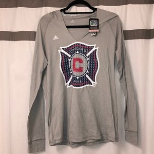 NWT Chicago Fire Hooded Long Sleeve T-shirt MLS